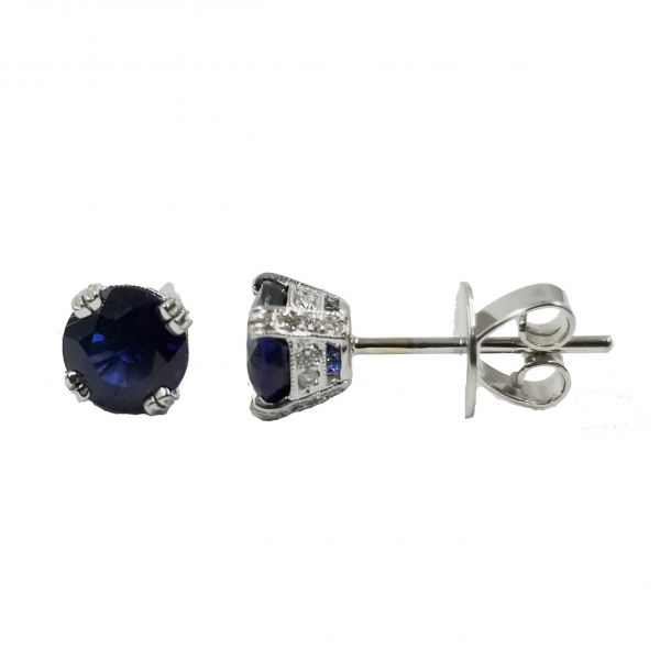 Sapphire Studs in Diamond Setting