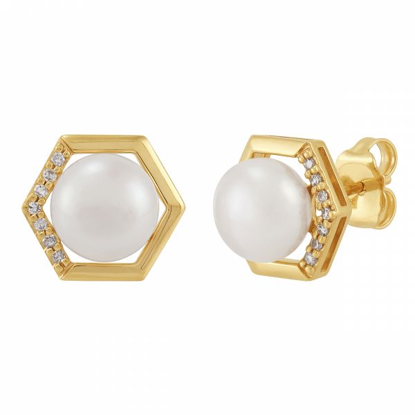 Trend Geometric Pearl and Diamond Earrings