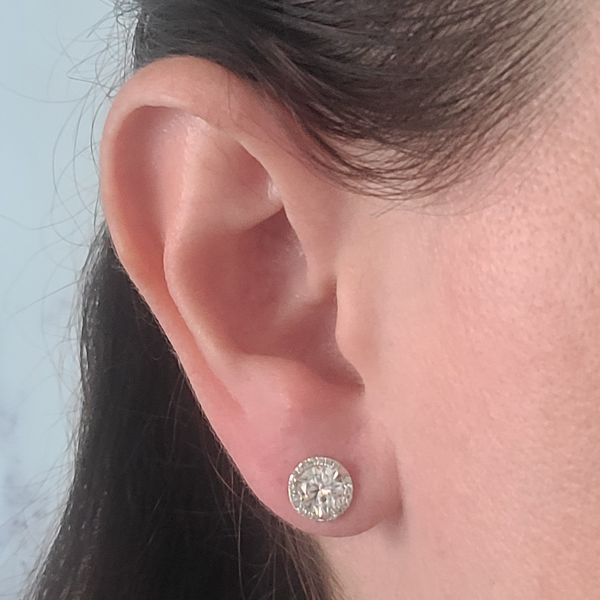Diamond Stud Earrings with Diamond Halos