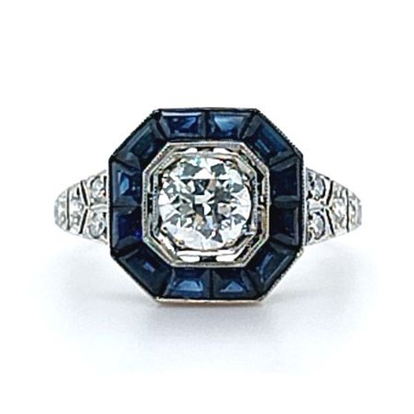 Art-deco-diamond-and-sapphire-ring