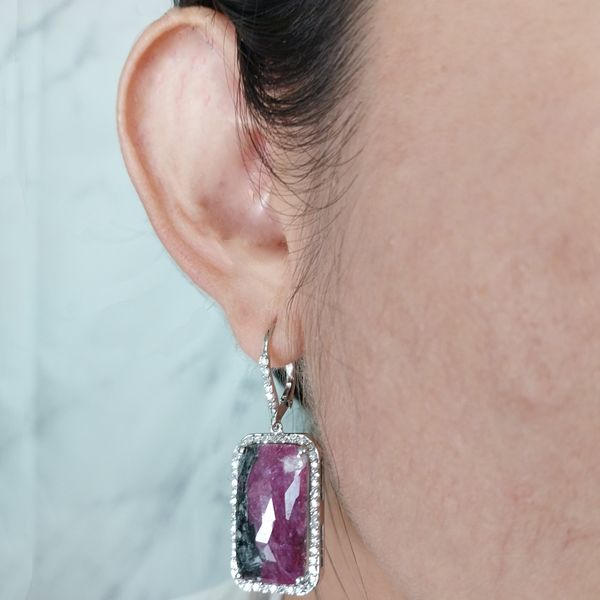 Ruby Slice and Diamond Drop Earrings