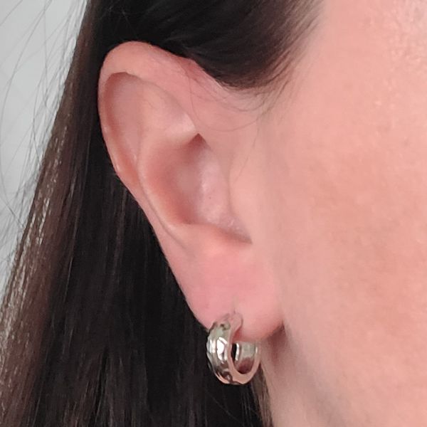 Hammered Huggie Hoop Earrings