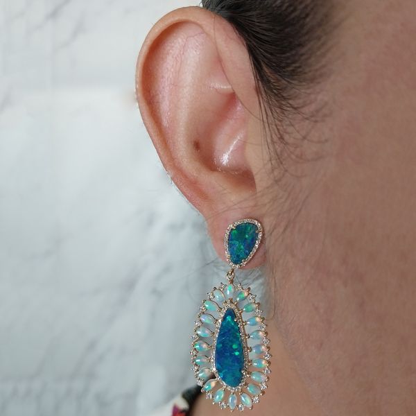 Opal and Diamond Drop Earrings