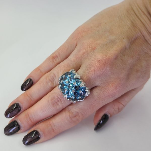 Blue Topaz and Diamond Cocktail Ring