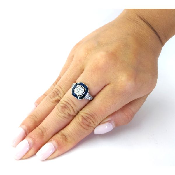 Diamond and Sapphire Art Deco Reproduction Ring