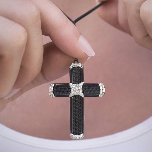 Black Y Cross Lariat Necklace
