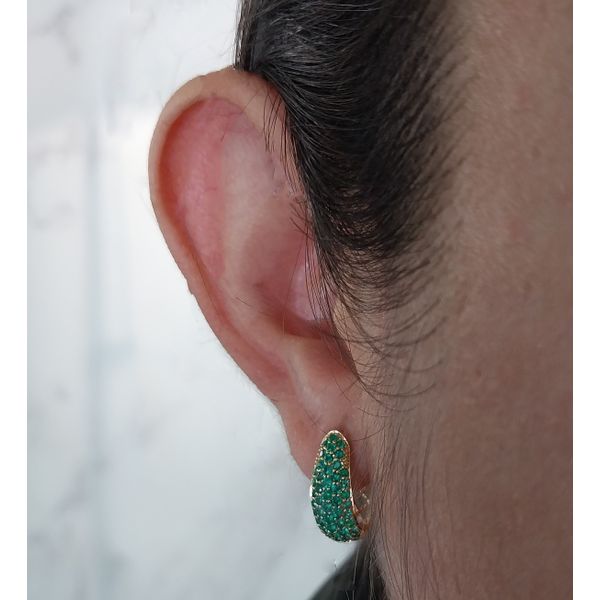 Pave Emerald Huggie Earrings