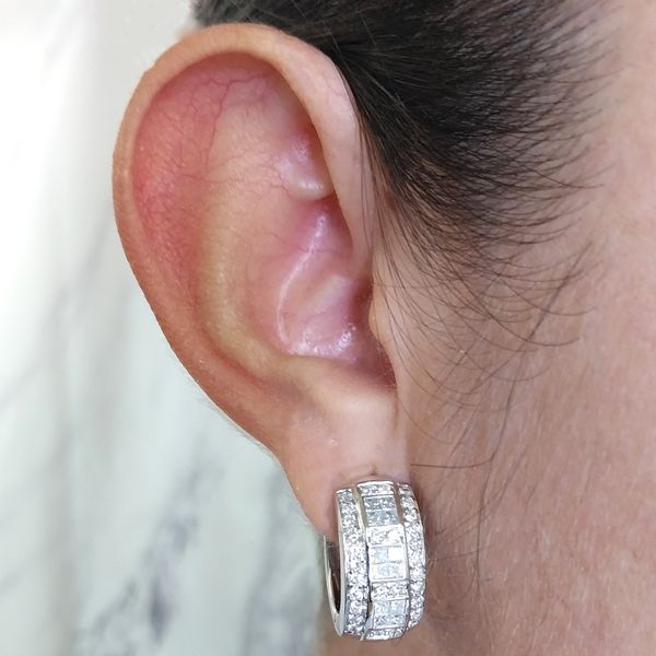 Wide Diamond Hoop Earrings