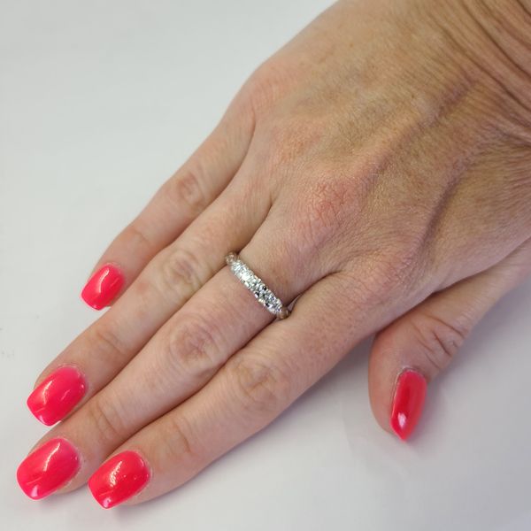 Engraved Vintage Diamond Wedding Band