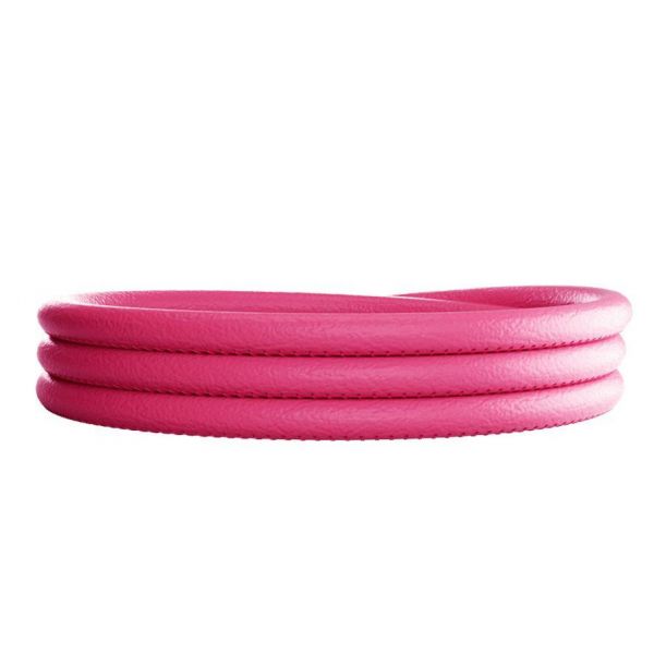 Fuschia Leather Charm Wrap Bracelet - 66cm