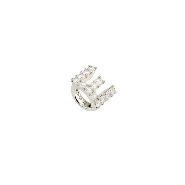White Initial ''E'' Ring Charm