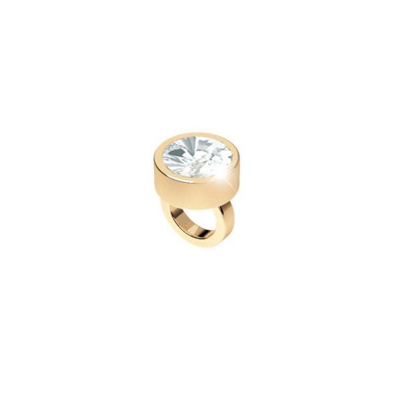 Yellow Round Ring Charm with White Crystal