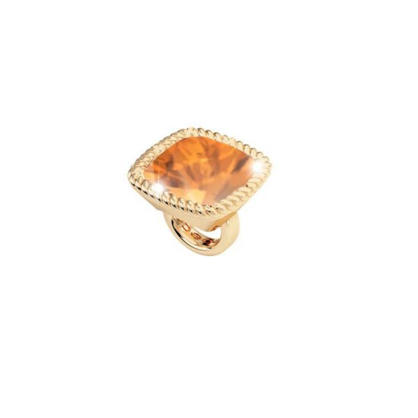 Yellow Square Ring Charm with Yellow Crystal