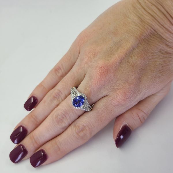 Tanzanite and Diamond Halo Ring
