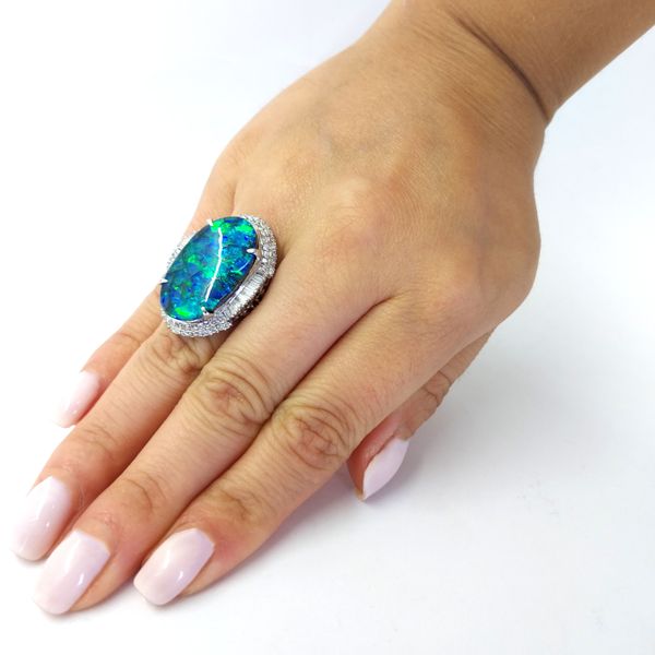 Boulder Opal and Diamond Cocktail Ring