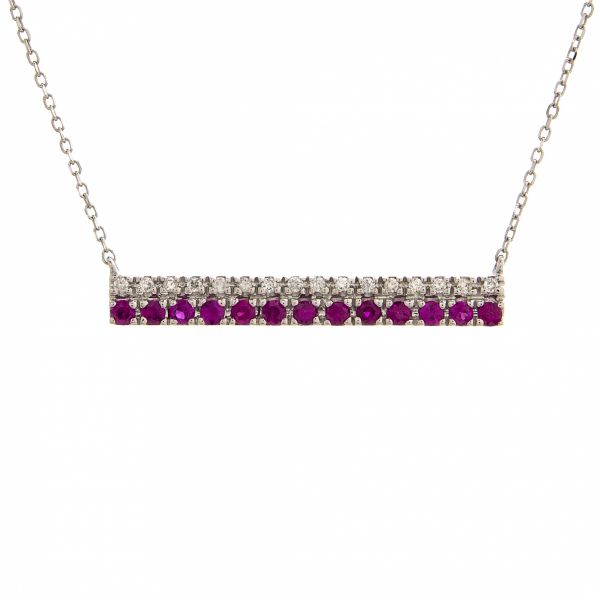 Diamond and Ruby Bar Necklace
