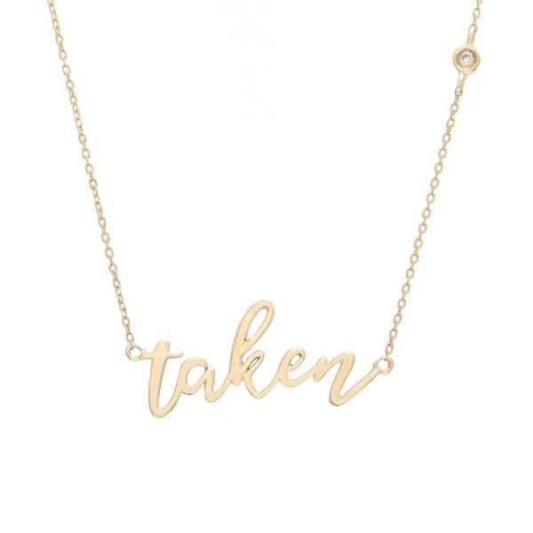 Yellow Gold "Taken" Necklace with One Round Diamond