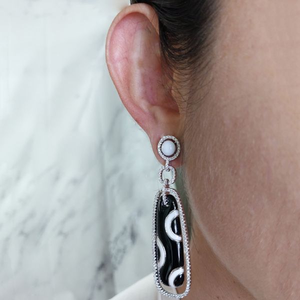 Belford Onyx, Agate and Diamond Drop Earrings