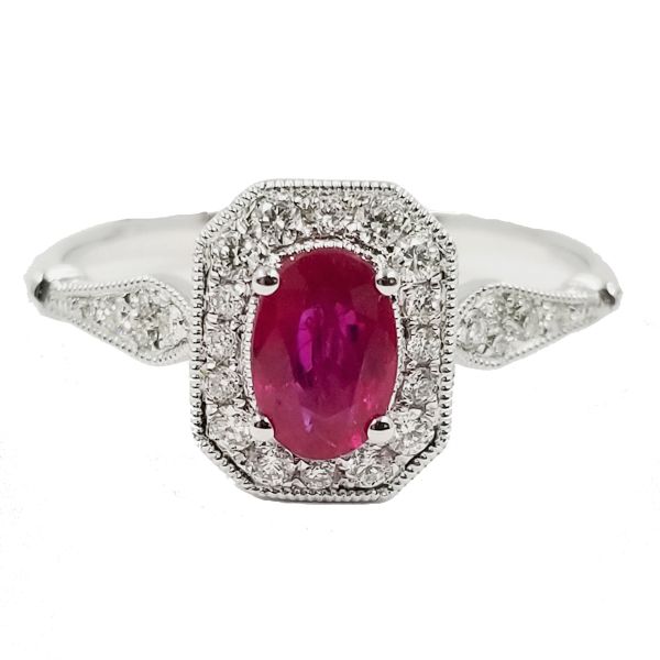 Cushion Ruby Halo Ring