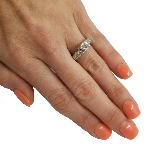 0.53ct Princess Cut Diamond in Vintage Style Ring