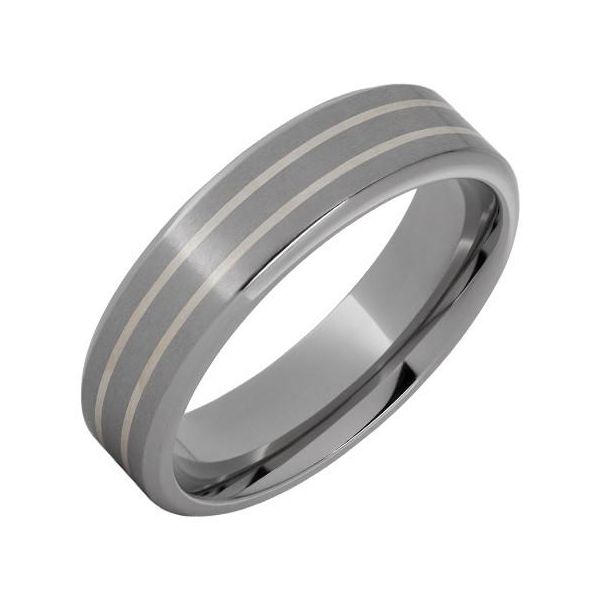 Men's 7mm Silver Inlay & Titanium Band