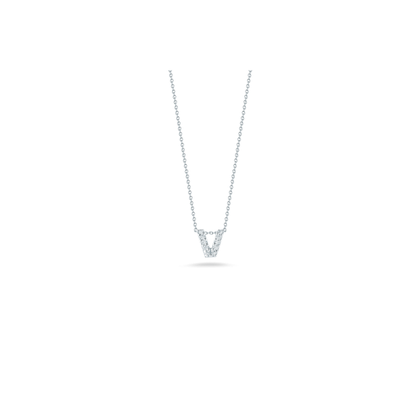 Tiny Initial ''V'' Necklace