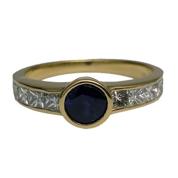 Sapphire & Diamond Channel Ring