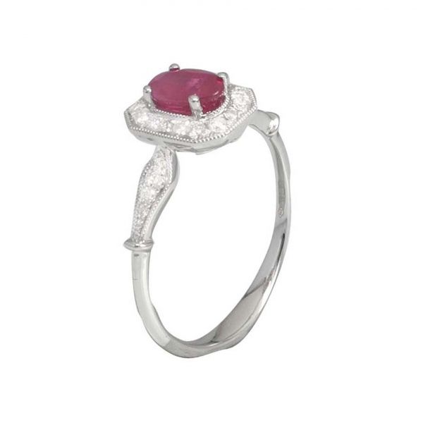 Cushion Ruby Halo Ring