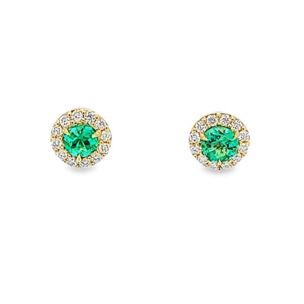 Estate-emerald-and-diamond-halo-stud-earrings