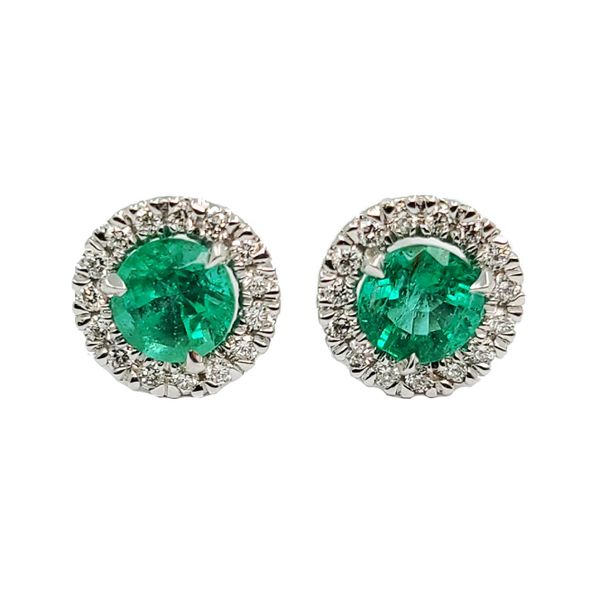 Emerald-Diamond-halo-Stud-Earrings