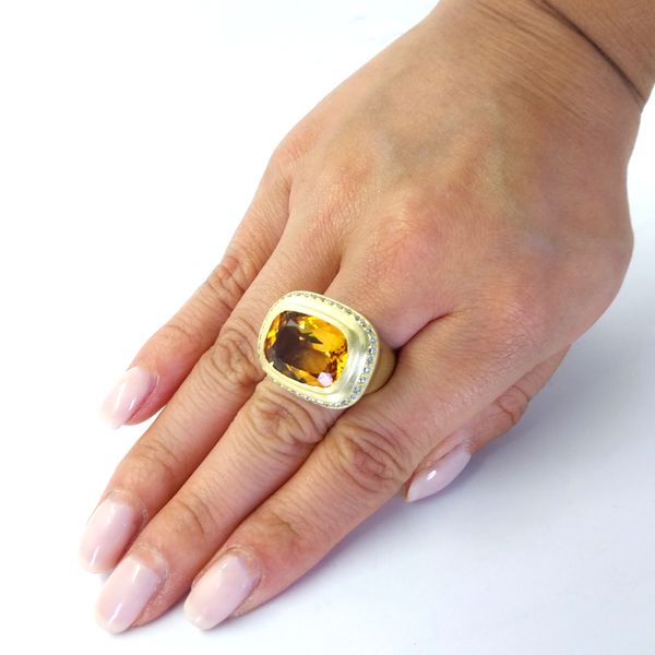 Citrine and Diamond Cocktail ring