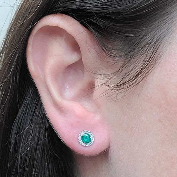 Emerald-Diamond-halo-Stud-Earrings