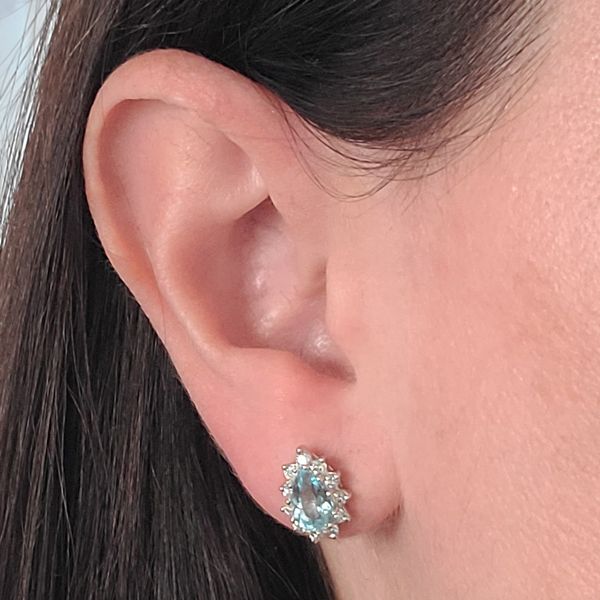 Aquamarine and Diamond Stud Earrings