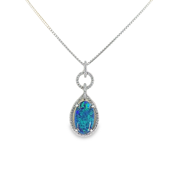 Estate-lightning-ridge-opal-and-diamond-pendant-necklace